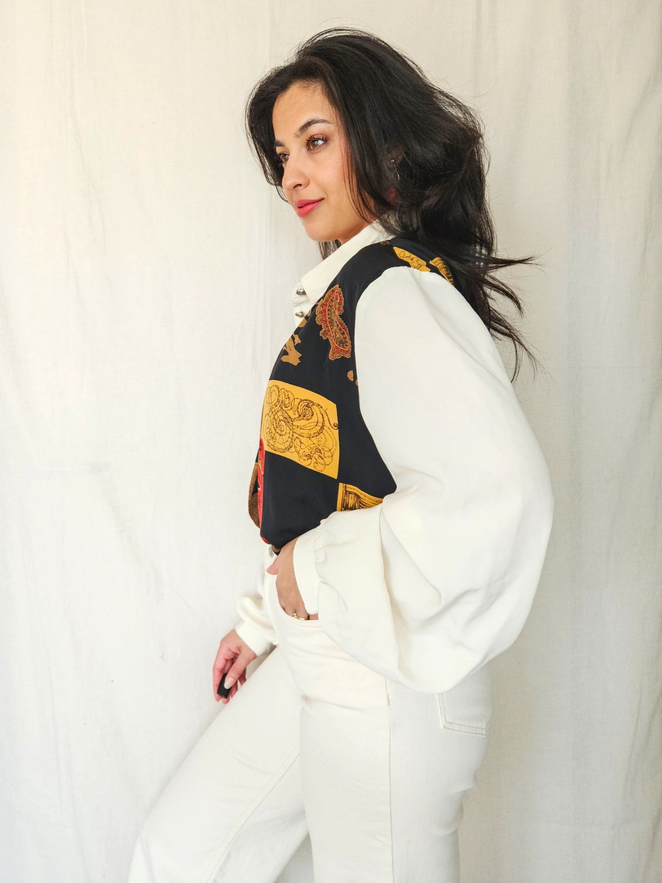 Nynke - vintage blouse met gilet | XXL