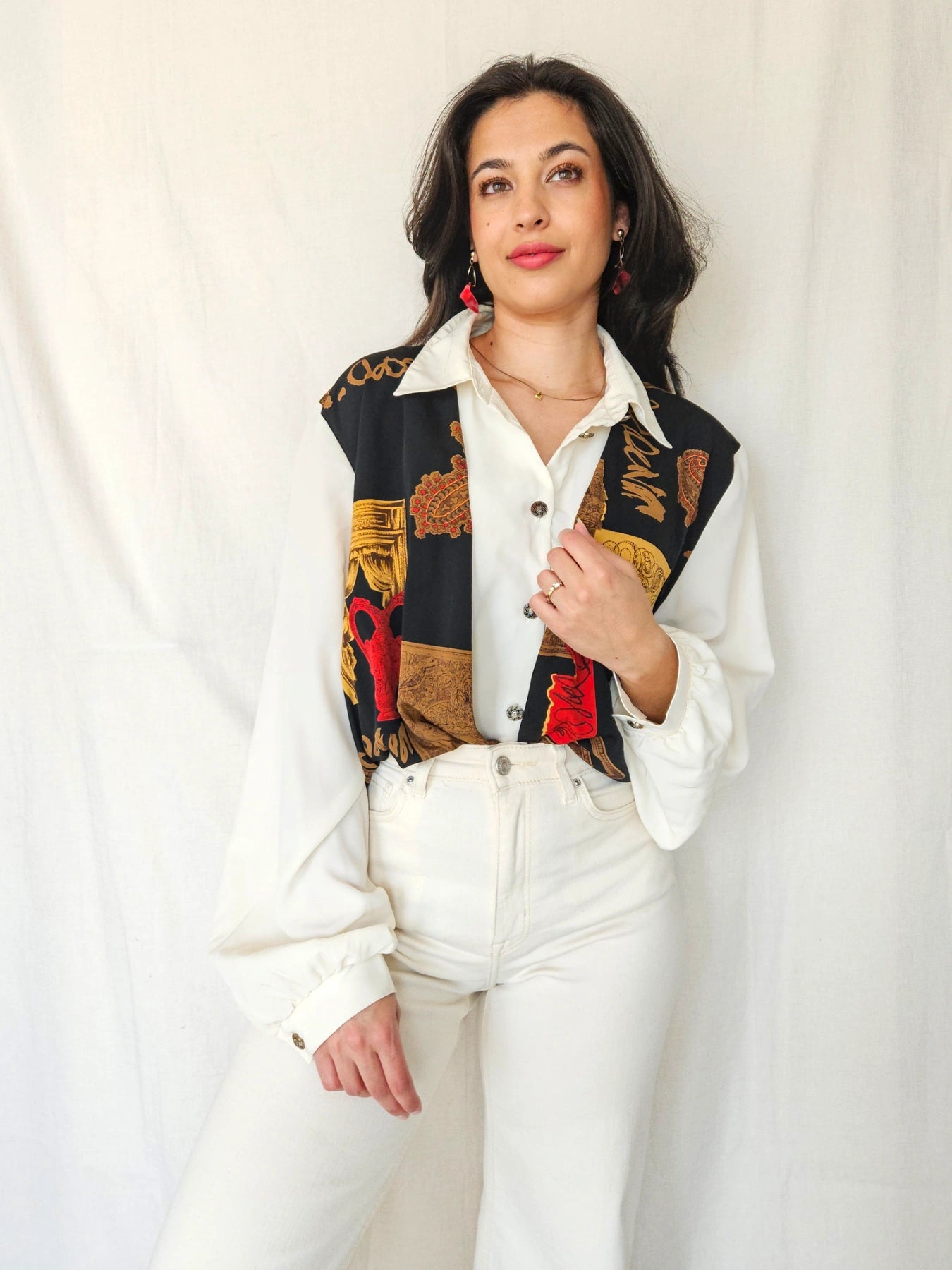 Nynke - vintage blouse met gilet | XXL