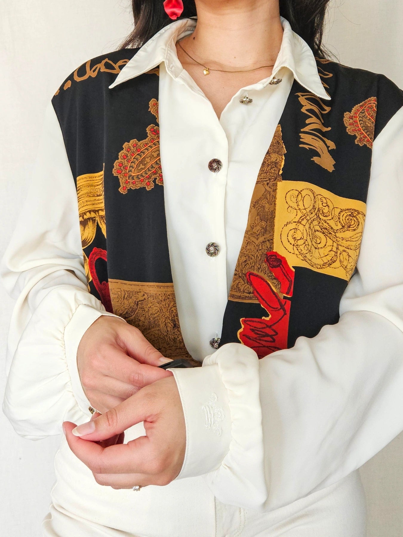 Nynke - vintage blouse met gilet | XXL