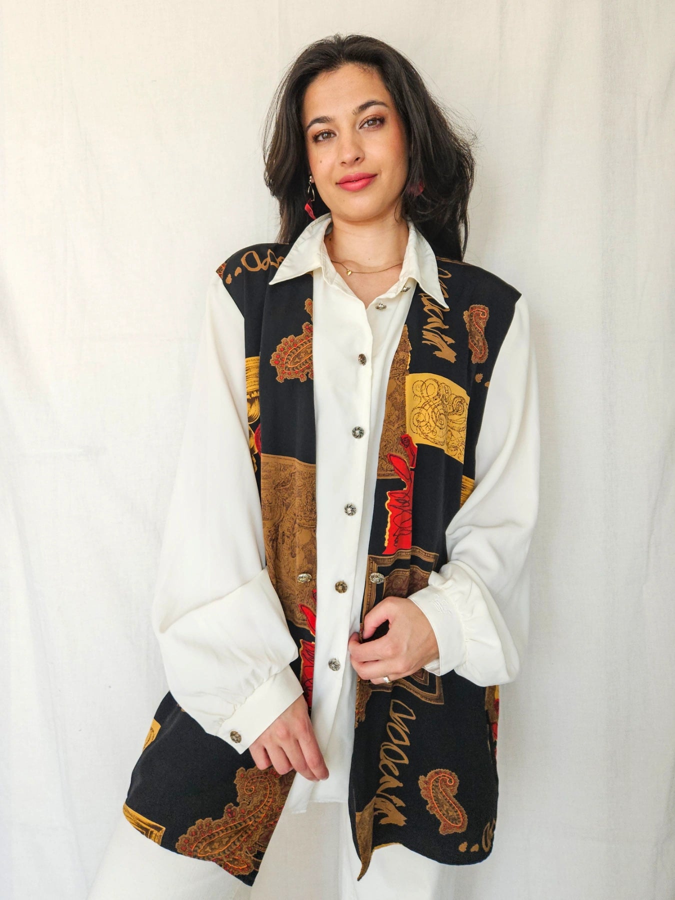 Nynke - vintage blouse met gilet | XXL