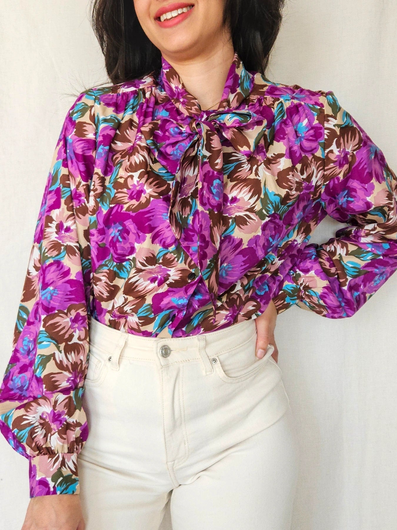 Simone - vintage blouse met bloemenprint | S