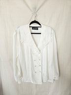 June - witte vintage blouse met kraag | XXL