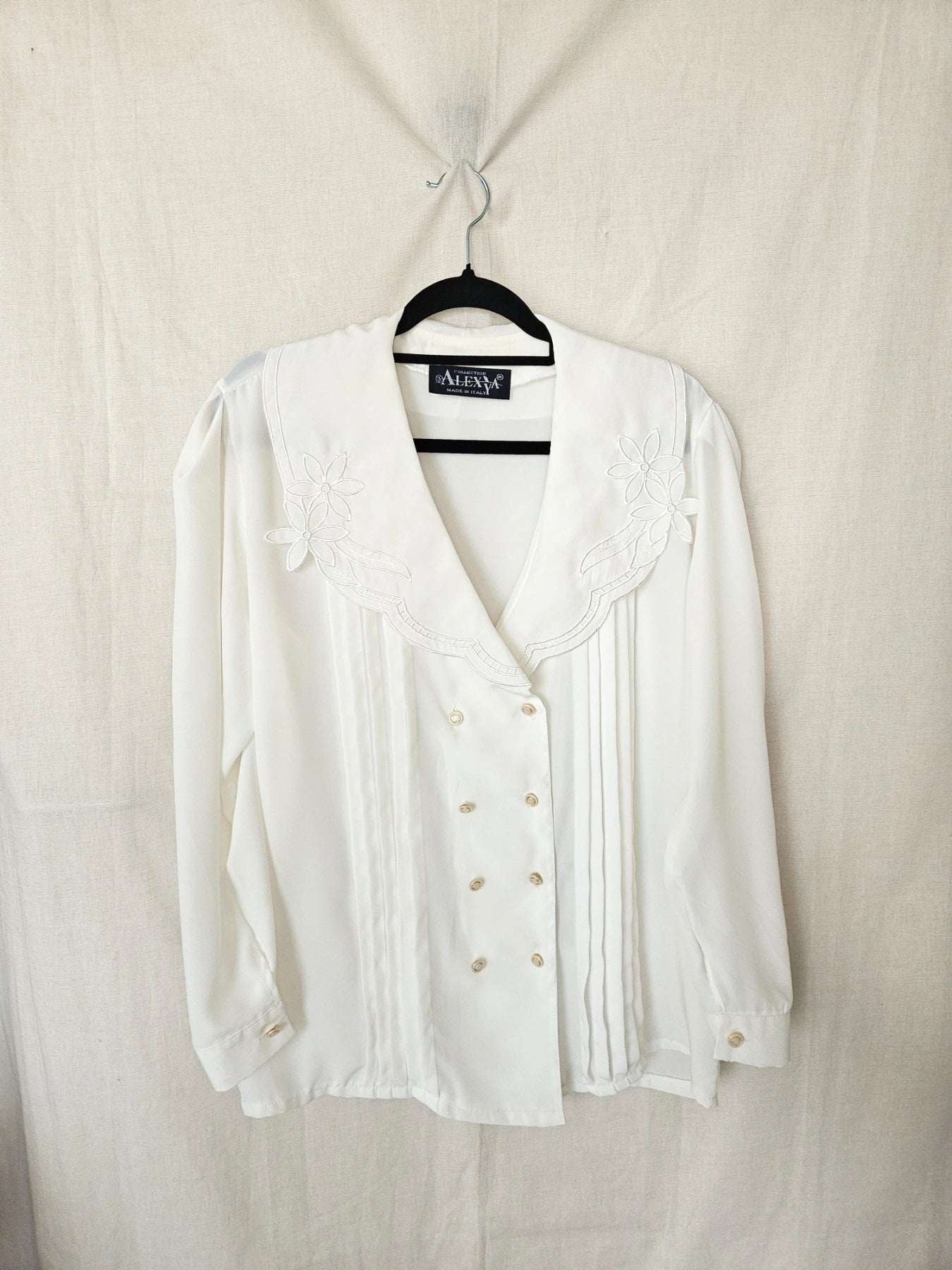 June - witte vintage blouse met kraag | XXL