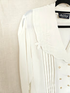 June - witte vintage blouse met kraag | XXL