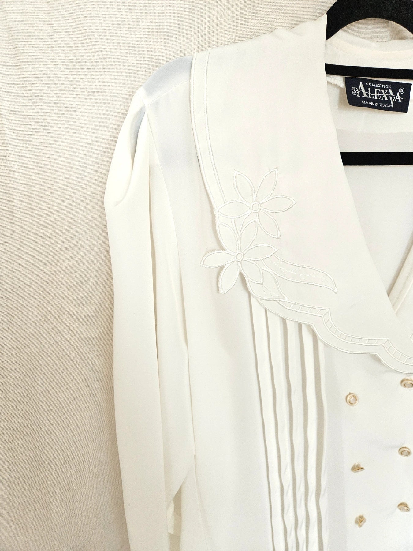 June - witte vintage blouse met kraag | XXL