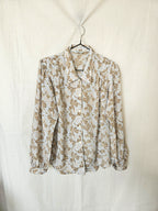 Tyra - grijsblauwe vintage blouse met strikjes | S/M
