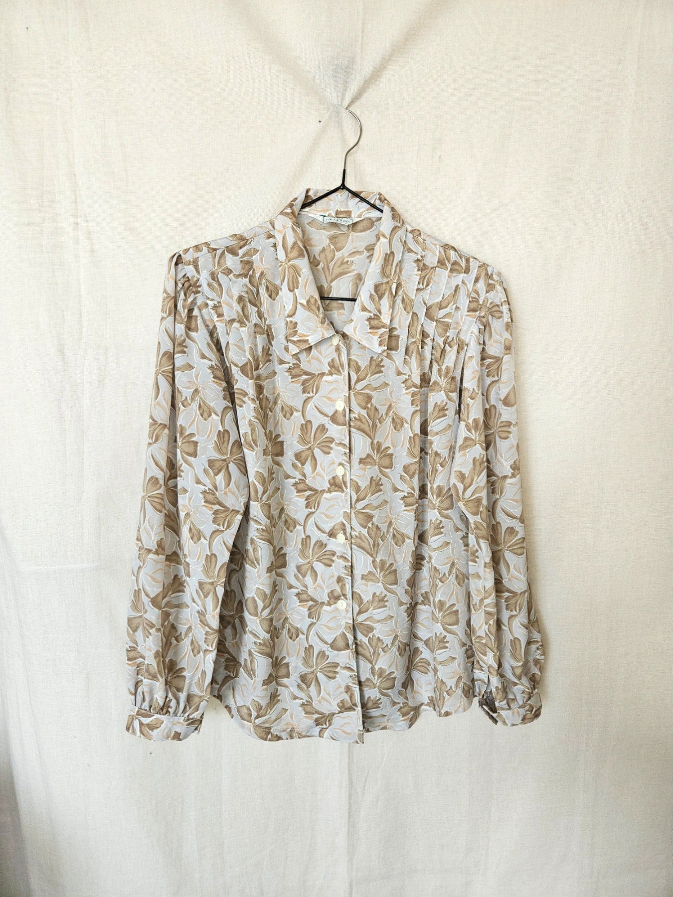 Tyra - grijsblauwe vintage blouse met strikjes | S/M