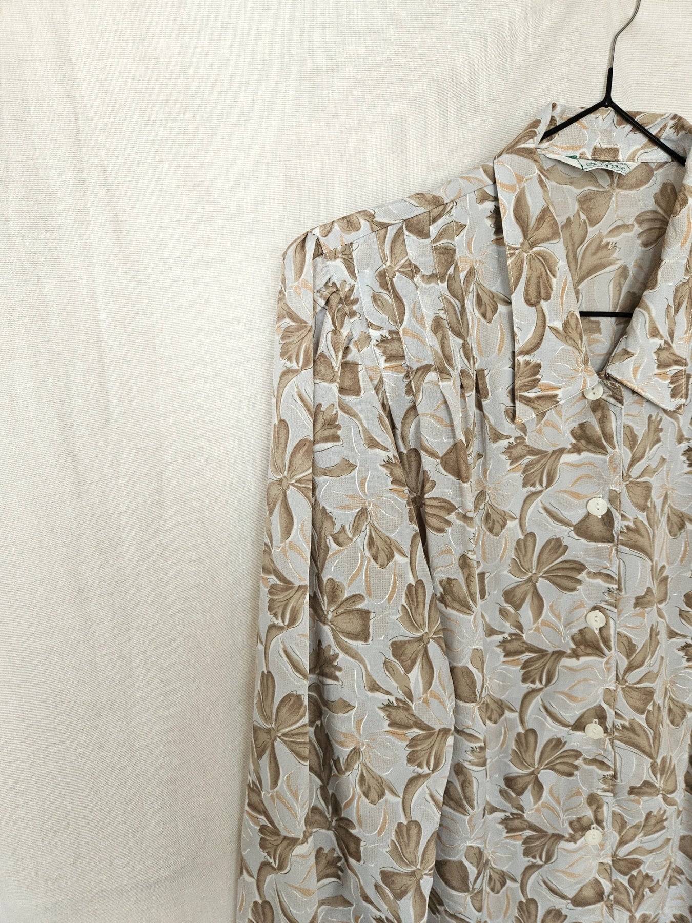 Tyra - grijsblauwe vintage blouse met strikjes | S/M