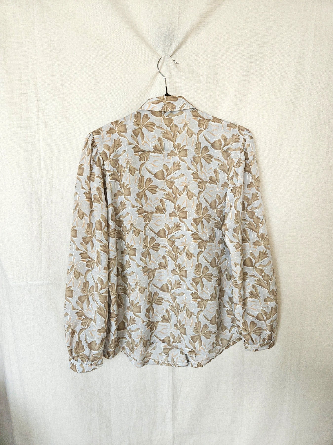 Tyra - grijsblauwe vintage blouse met strikjes | S/M