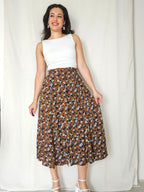 Flora - doorknoop vintage rok, viscose | S/M