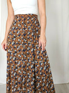 Flora - doorknoop vintage rok, viscose | S/M
