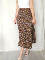 Flora - doorknoop vintage rok, viscose | S/M