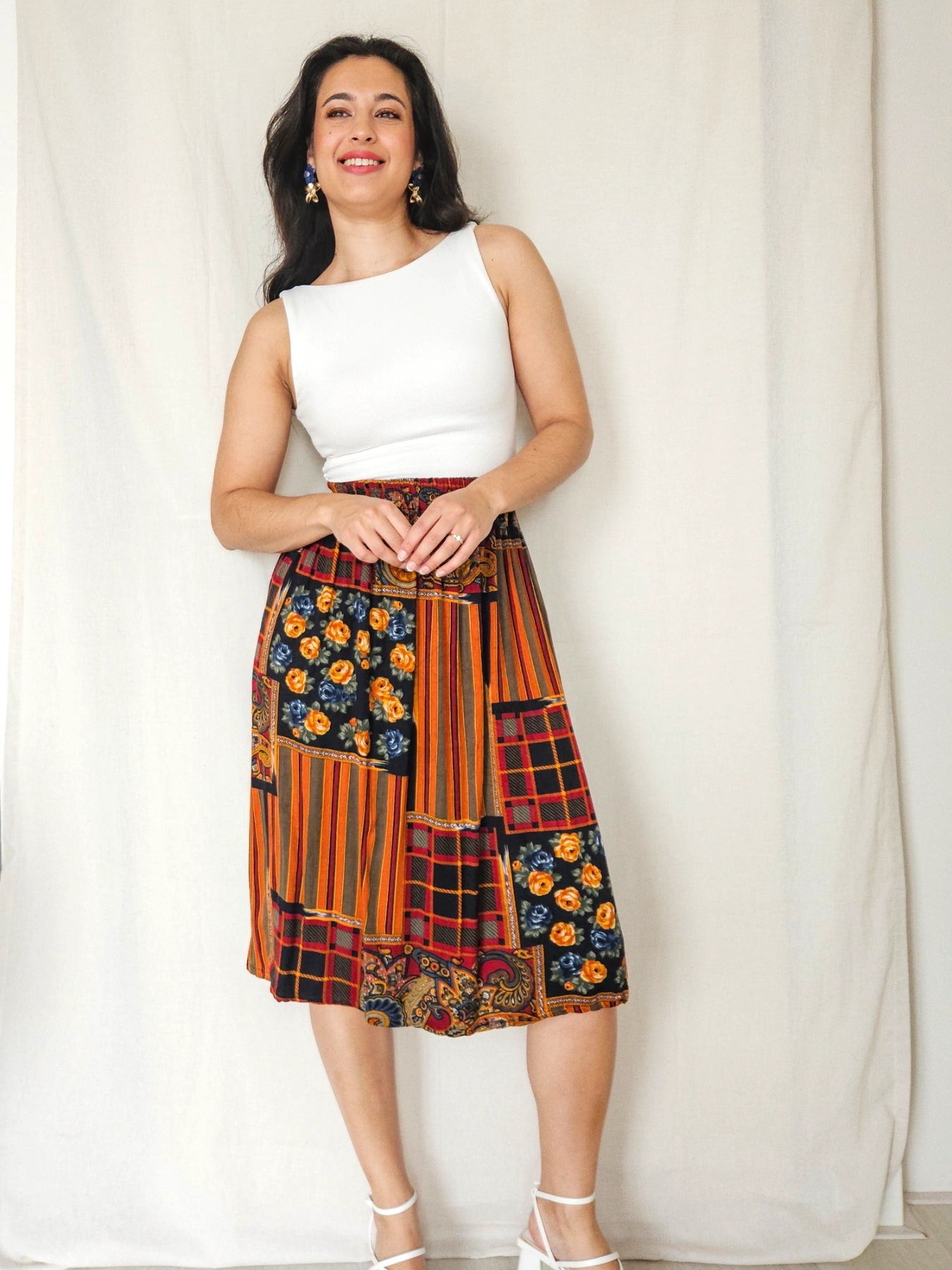 Yvette - kleurrijke vintage rok, viscose | S