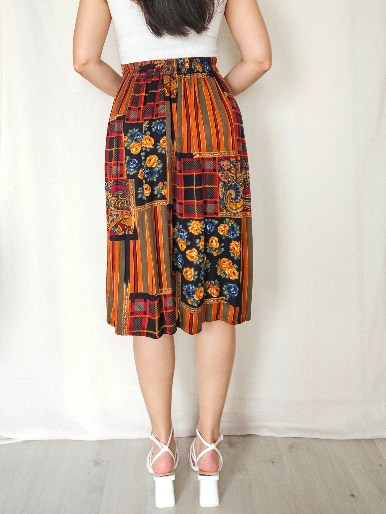 Yvette - kleurrijke vintage rok, viscose | S