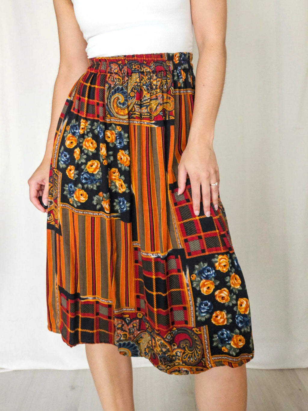 Yvette - kleurrijke vintage rok, viscose | S