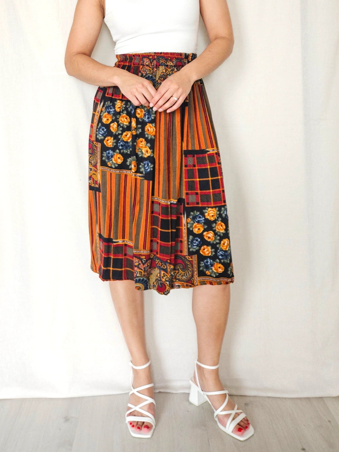 Yvette - kleurrijke vintage rok, viscose | S