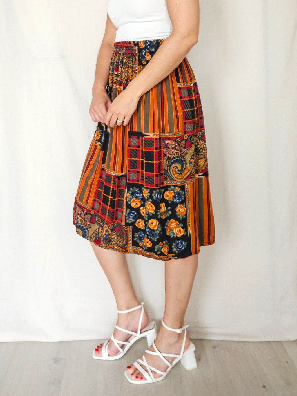 Yvette - kleurrijke vintage rok, viscose | S