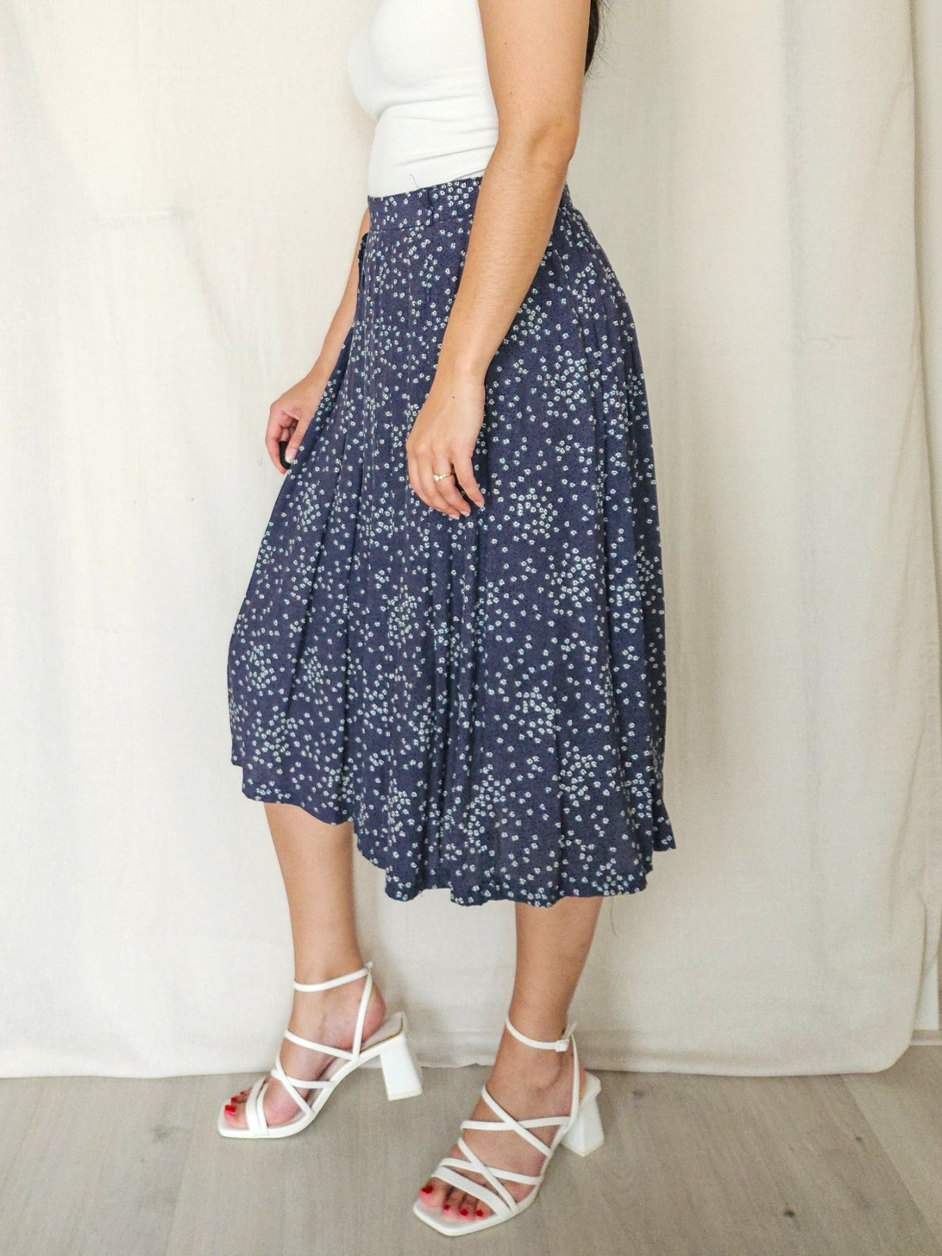 Delia - blauwe vintage plooirok | M/L
