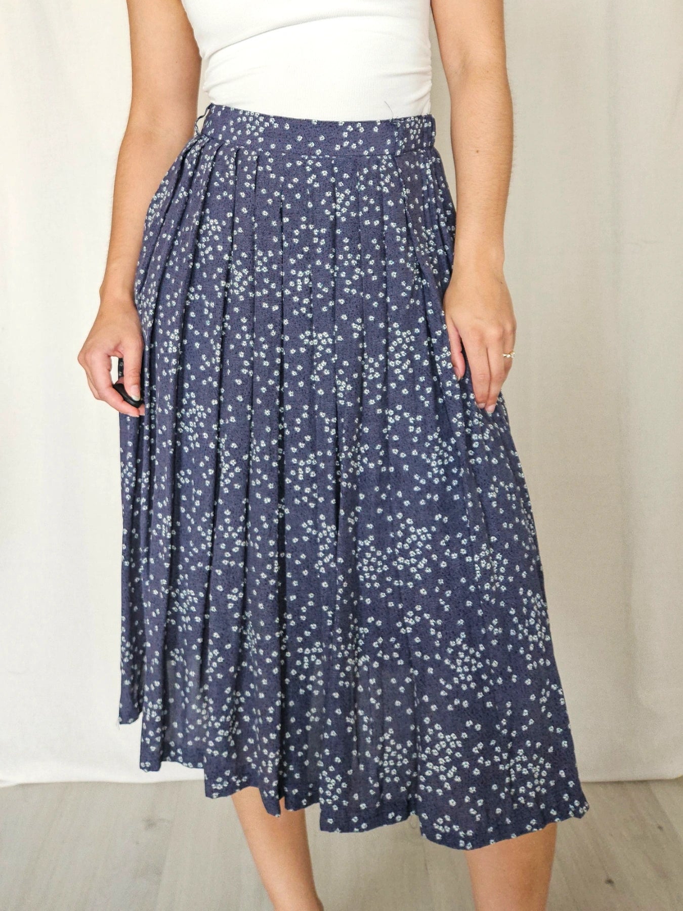 Delia - blauwe vintage plooirok | M/L