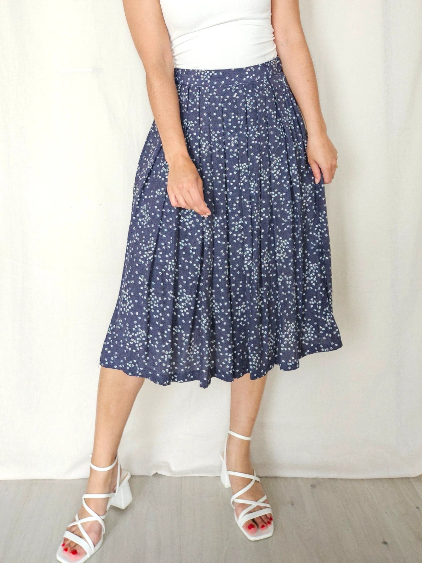 Delia - blauwe vintage plooirok | M/L