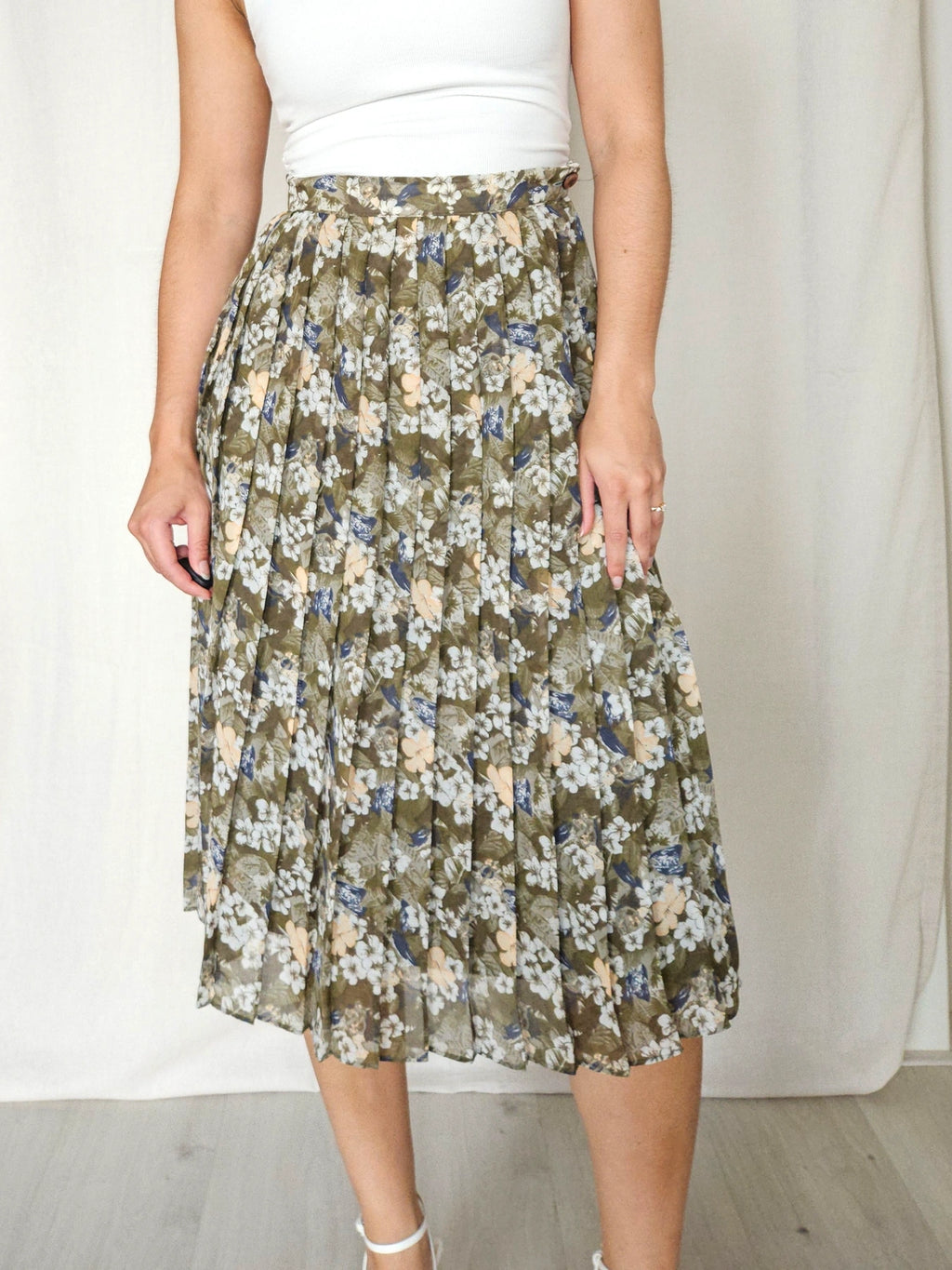 Eleni - vintage plooirok met bloemenprint | L