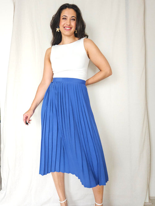 Aster - blauwe plooirok | XL