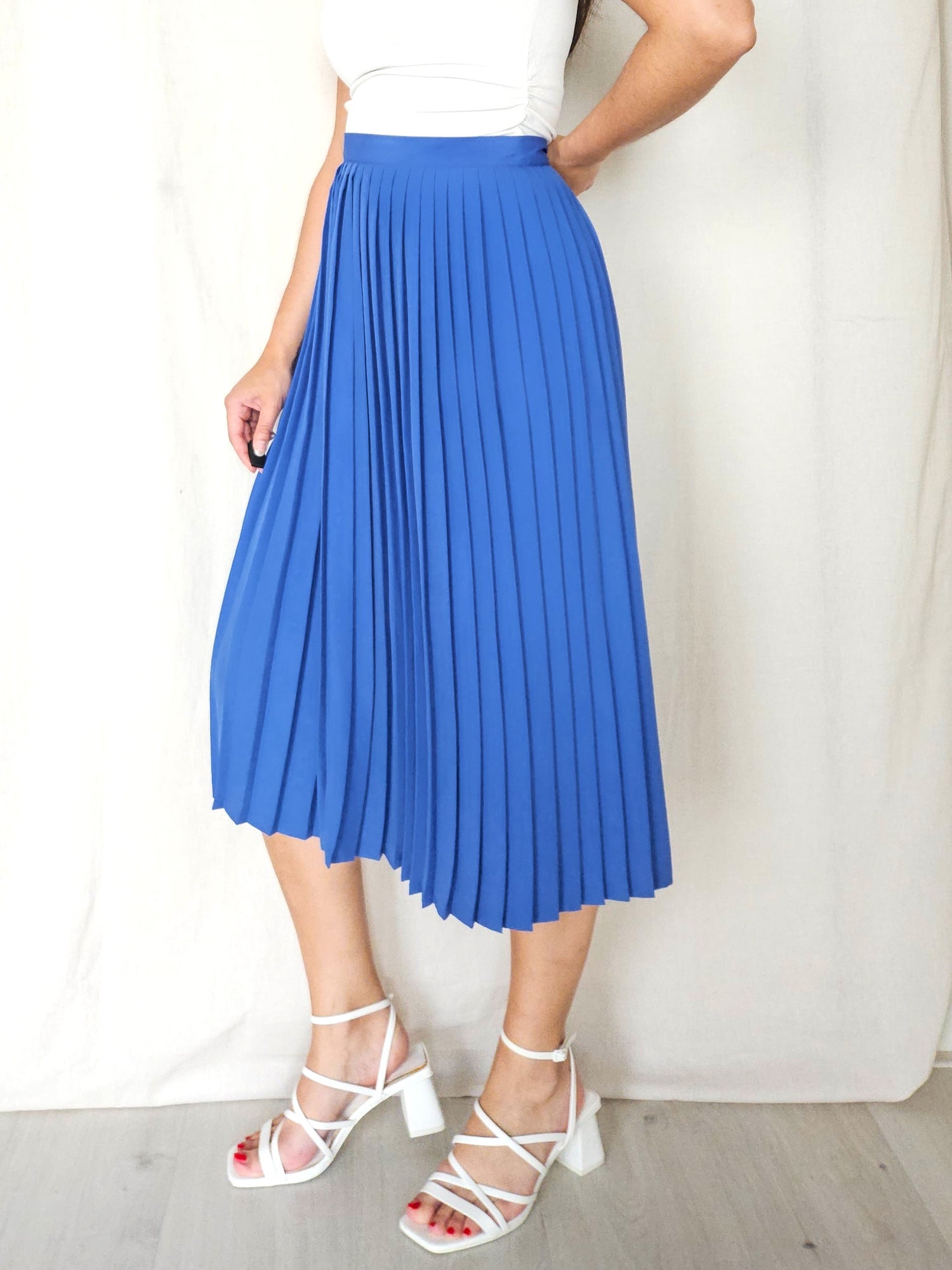 Aster - blauwe plooirok | XL