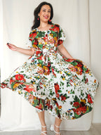 Fiora - vintage jurk met bloemenprint, katoen | 3XL