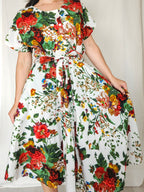 Fiora - vintage jurk met bloemenprint, katoen | 3XL