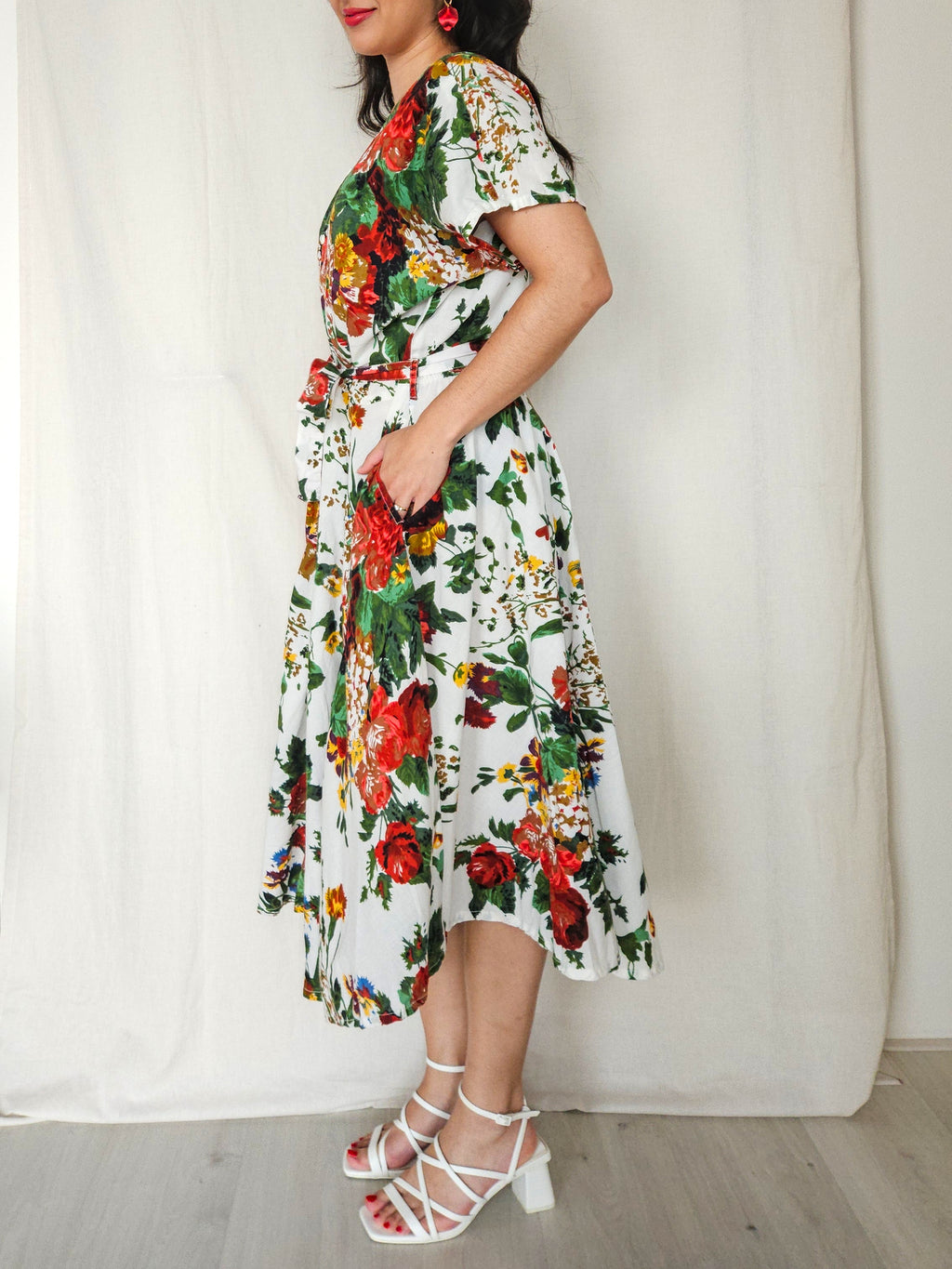 Fiora - vintage jurk met bloemenprint, katoen | 3XL