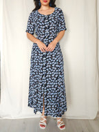 Nyra - lange vintage jurk, viscose | M