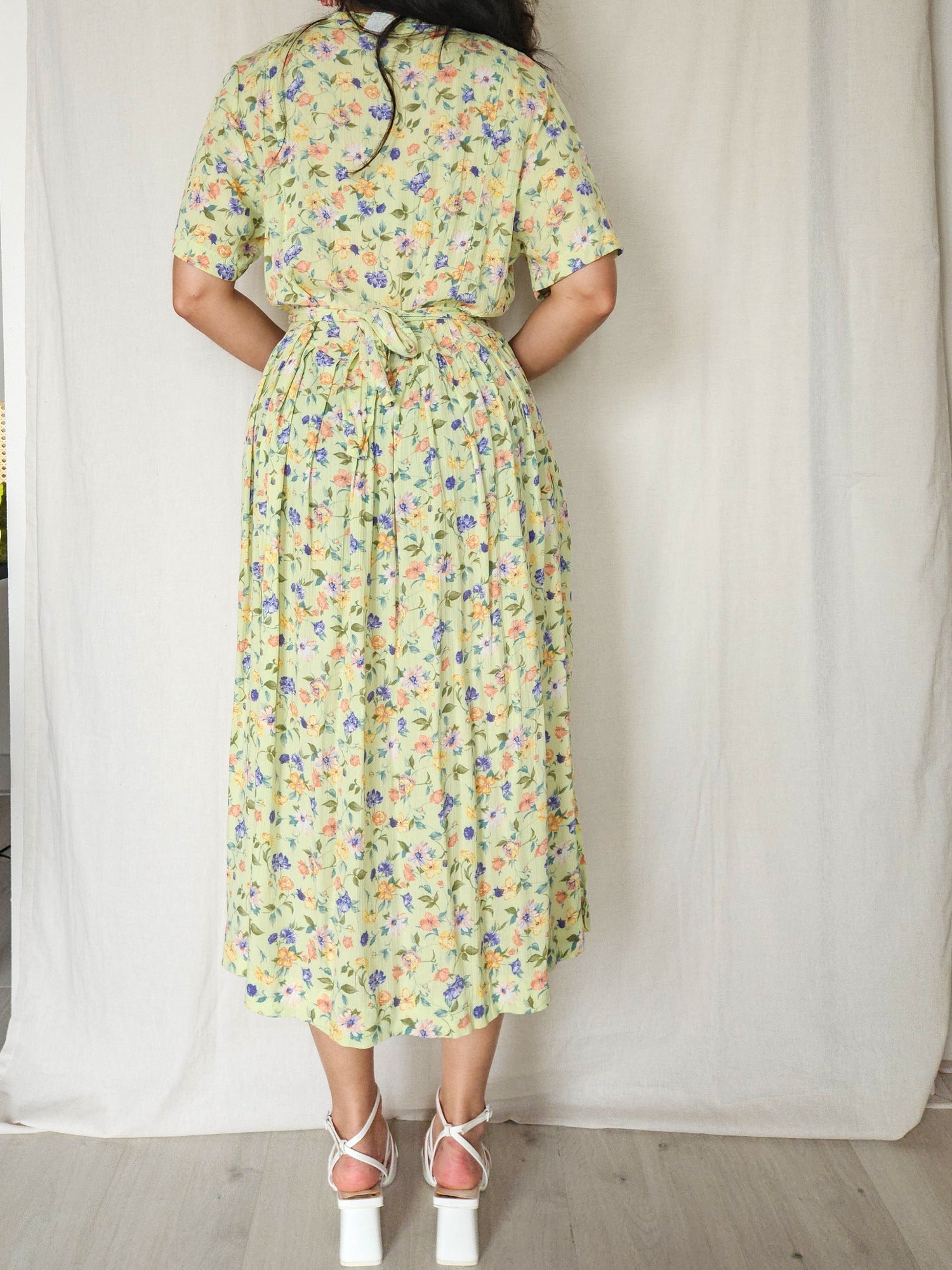 Celeste - lange lichtgroene vintage jurk, viscose | XXL