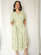 Celeste - lange lichtgroene vintage jurk, viscose | XXL