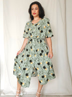 Nerina - groene vintage jurk, viscose | XL