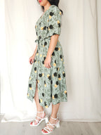 Nerina - groene vintage jurk, viscose | XL