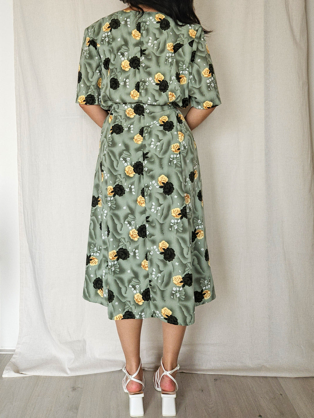 Nerina - groene vintage jurk, viscose | XL