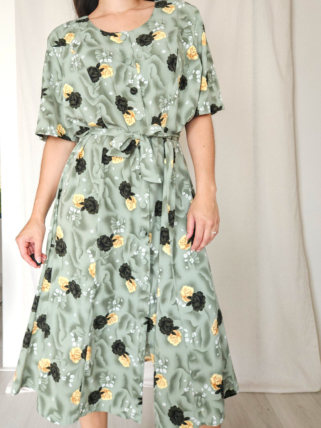 Nerina - groene vintage jurk, viscose | XL