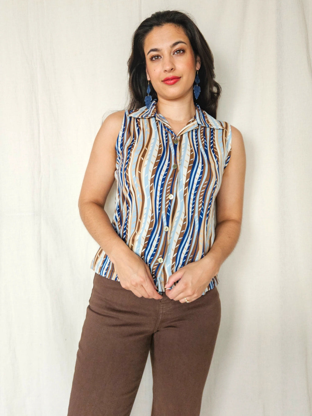 Zora - vintage top met strepen | XL