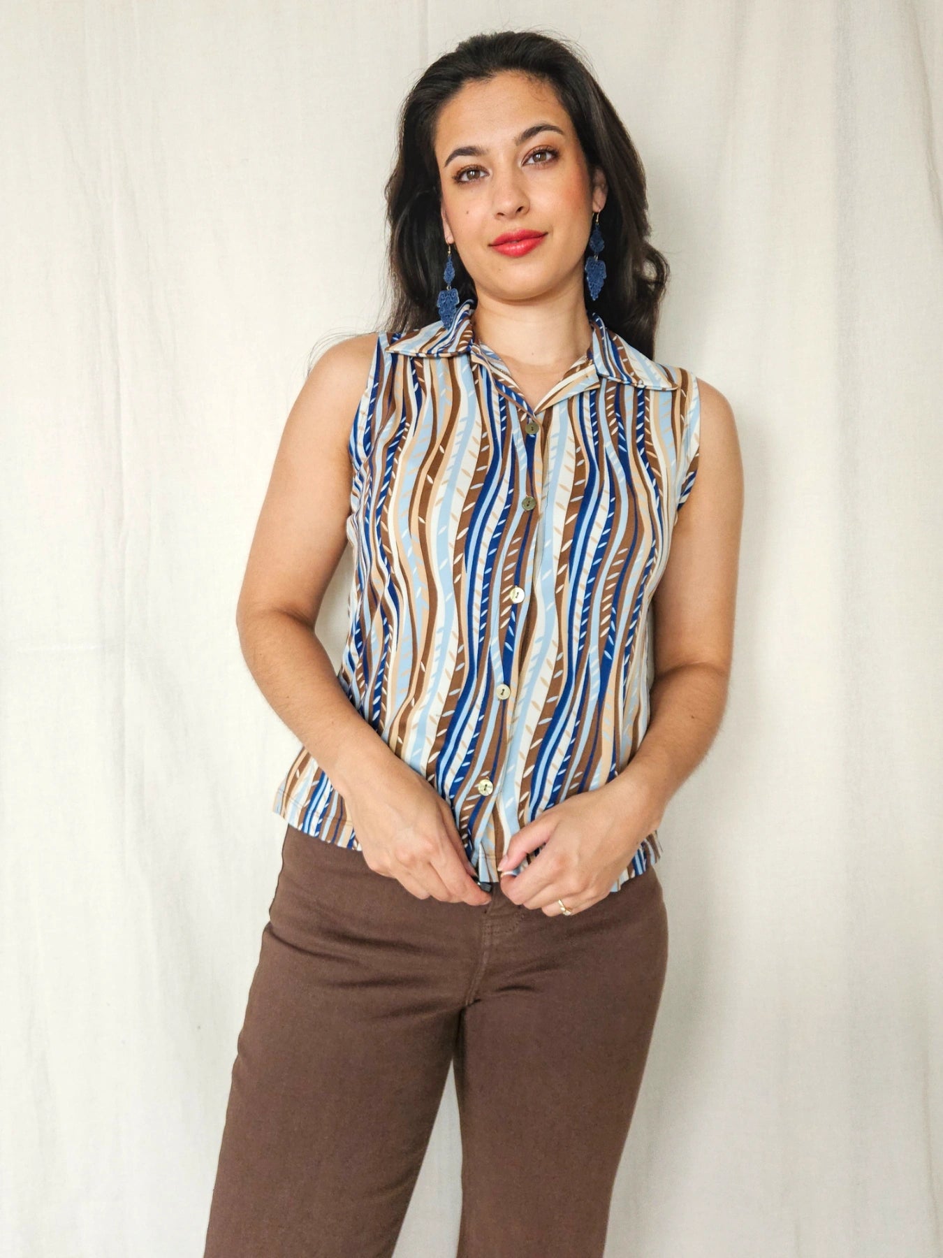 Zora - vintage top met strepen | XL