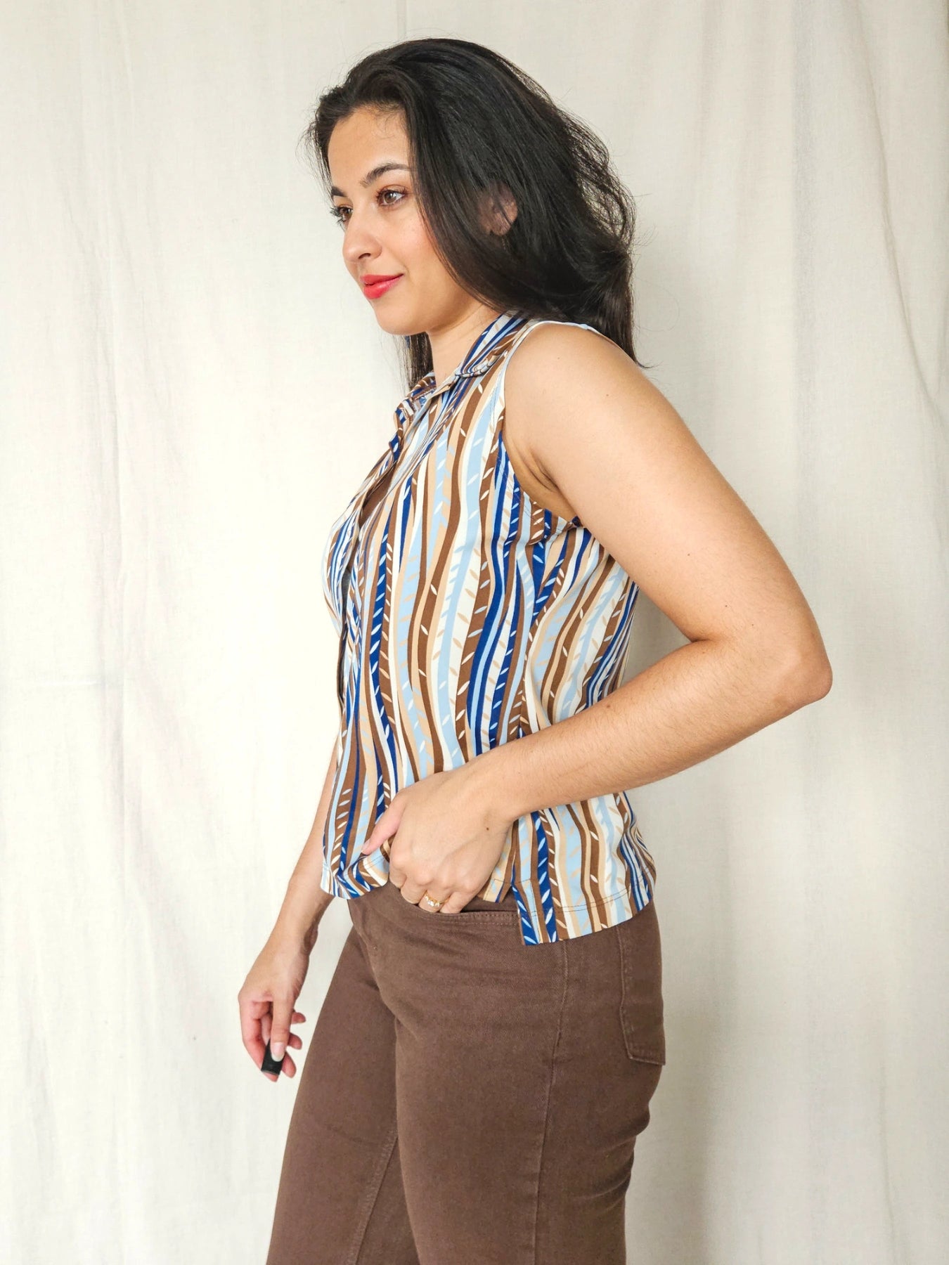 Zora - vintage top met strepen | XL