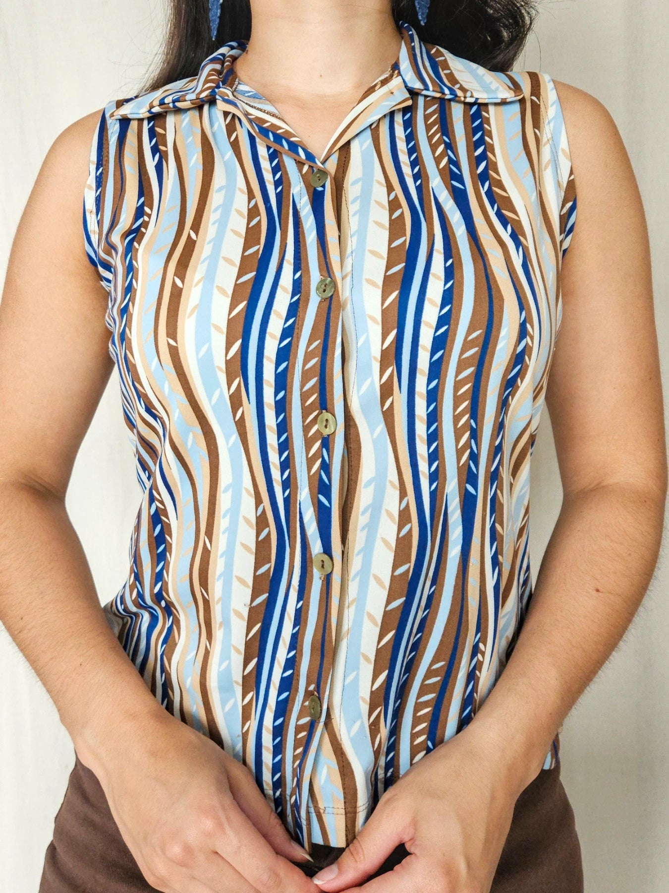 Zora - vintage top met strepen | XL