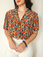 Mireille - vintage blouse met korte mouw | L