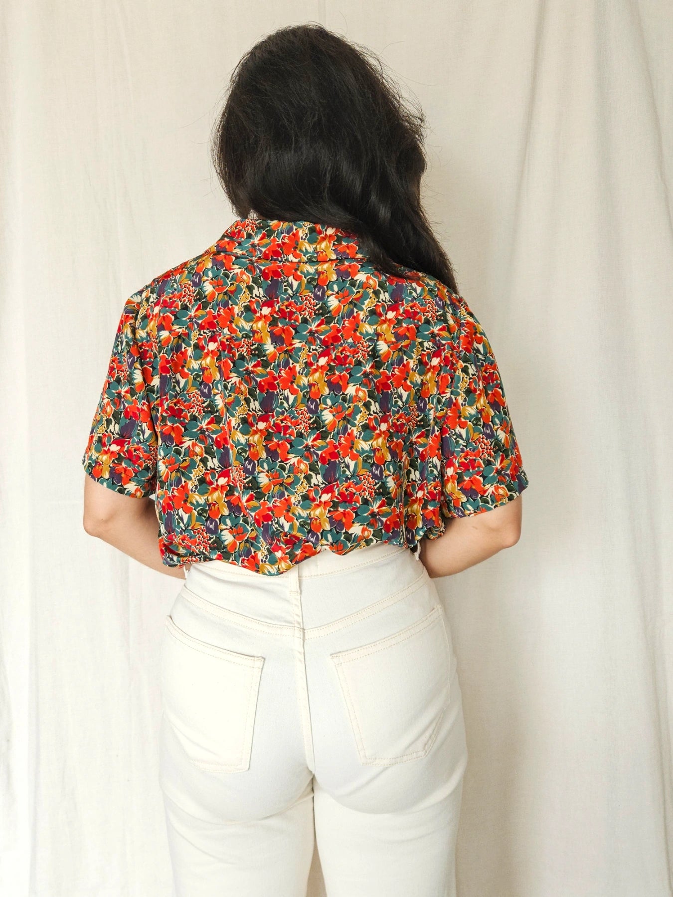 Mireille - vintage blouse met korte mouw | L