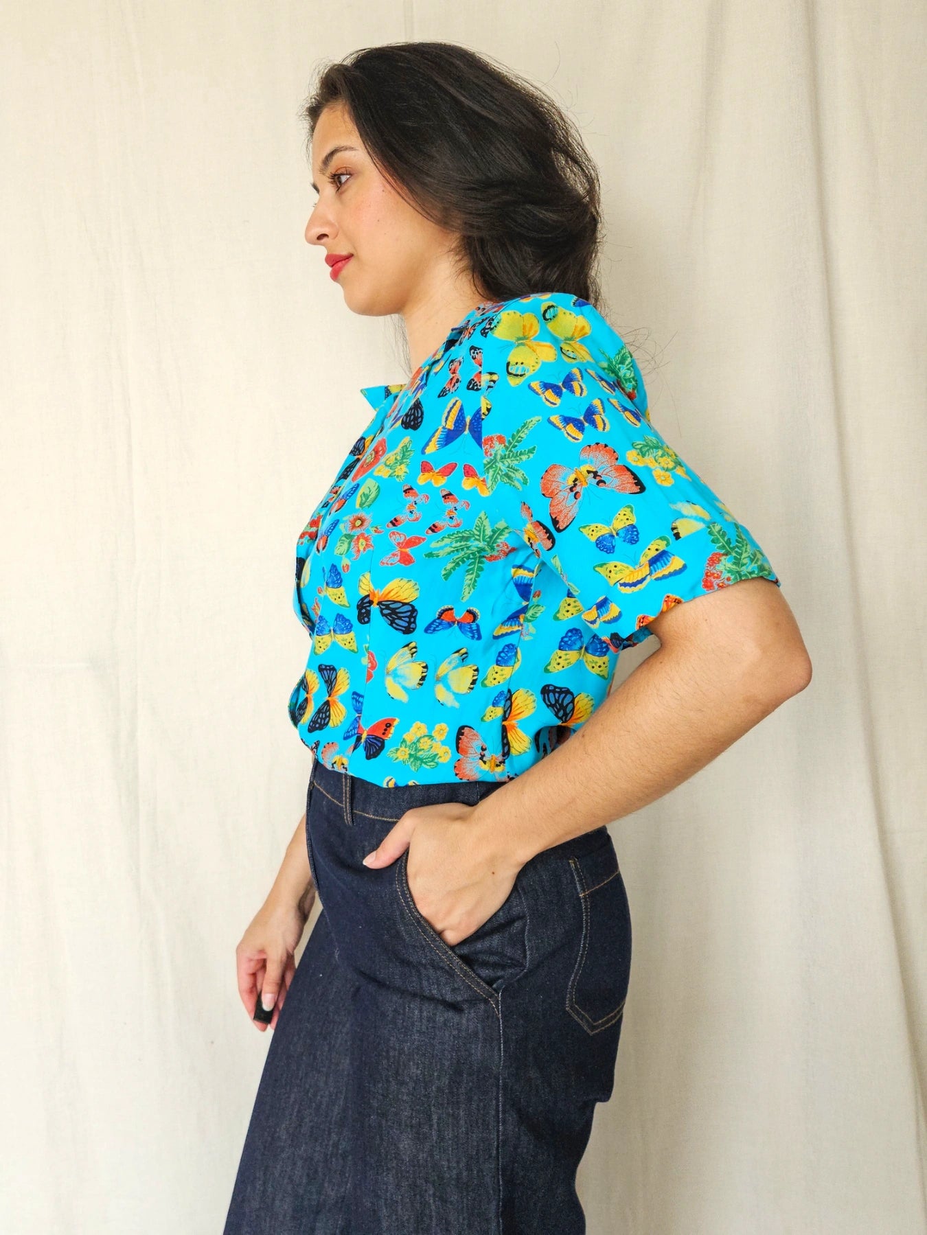 Papilio - vintage blouse met vlinders | M