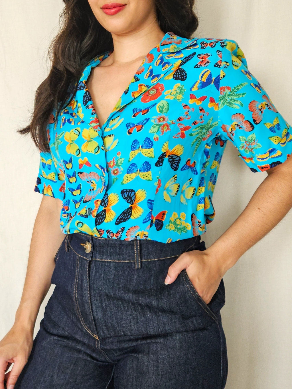 Papilio - vintage blouse met vlinders | M