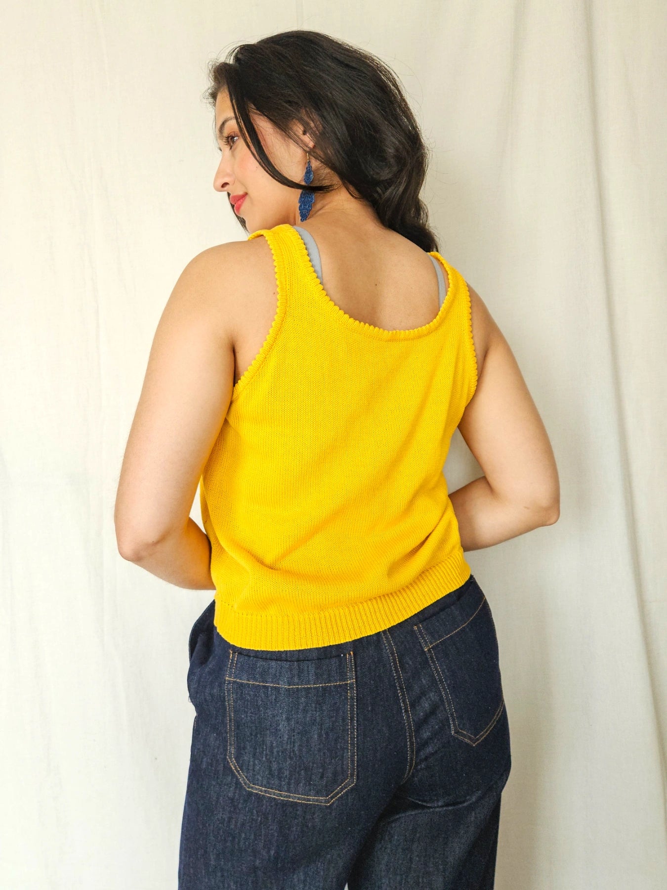 Ianthe - gele gebreide vintage top | M