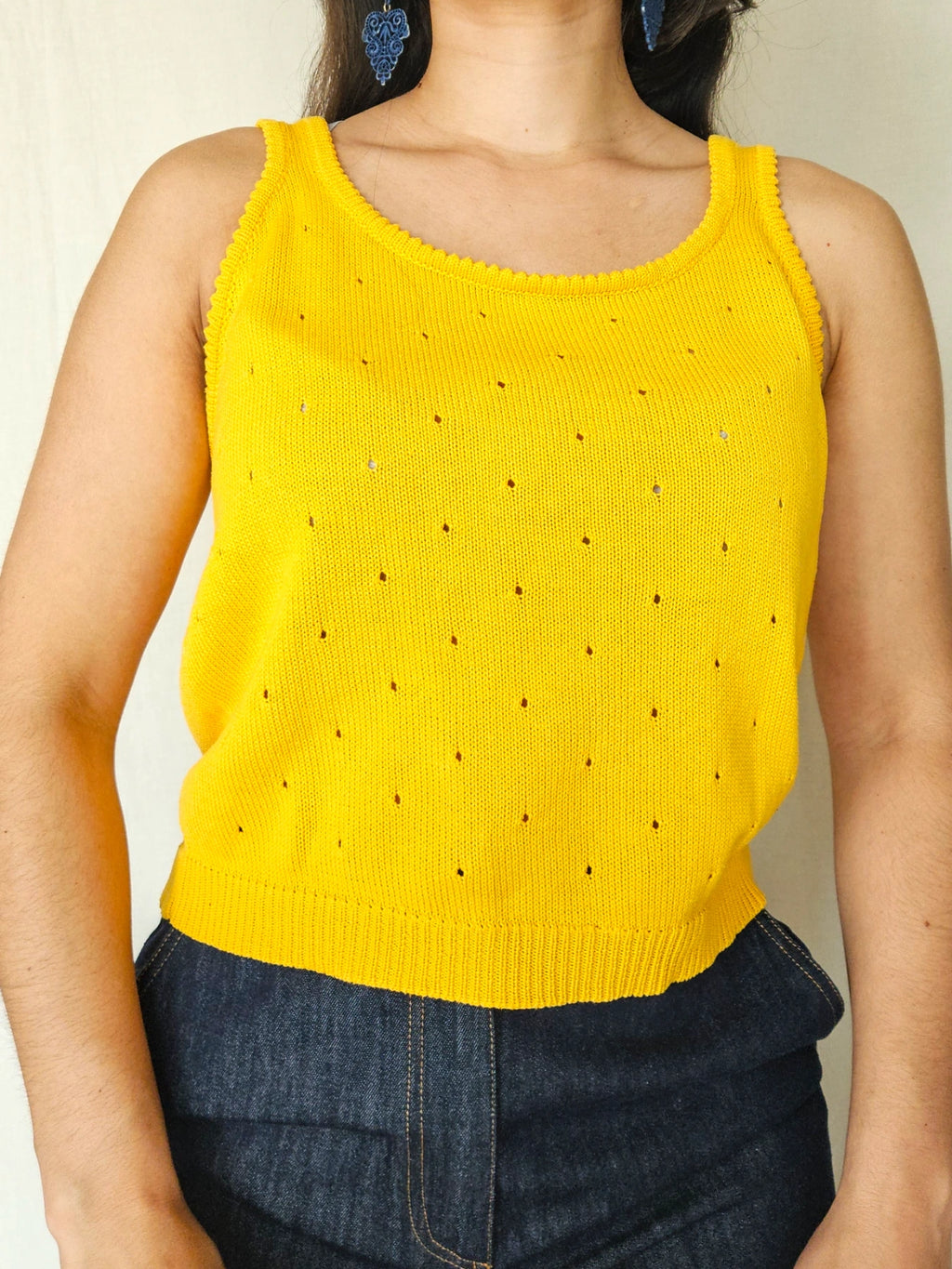 Ianthe - gele gebreide vintage top | M