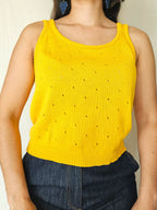 Ianthe - gele gebreide vintage top | M