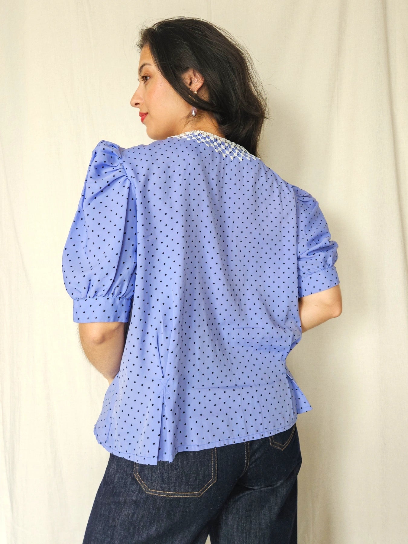 Violette - lichtpaarse vintage blouse | XL
