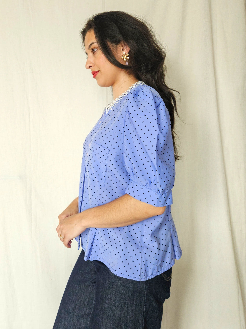 Violette - lichtpaarse vintage blouse | XL